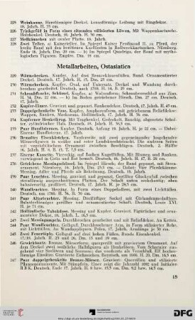 Metallarbeiten, Ostasiatica (Nr. 229-275)