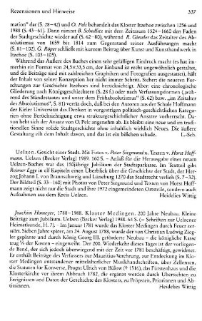 Homeyer, Joachim :: 1788 - 1988, Kloster Medingen, 200 Jahre Neubau, kleine Beiträge zum Jubliäum, (Schriften zur Uelzener Heimatkunde, 7) : Uelzen, Becker, 1988