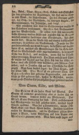 Vom Sturm, Kälte, und Wärme