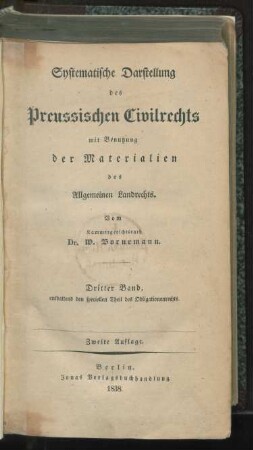 Bd. 3: ... enthaltend den speciellen Theil des Obligationenrechts : mit Benutzung der Materialien des Allgemeinen Landrechts