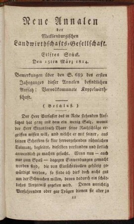 Eilftes Stück. Den 15ten März 1814.