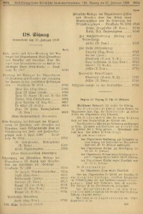 118. Sitzung. Sonnabend den 21. Februar 1920