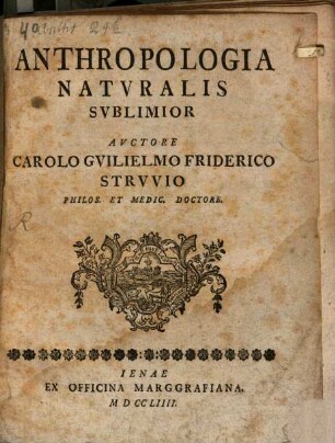 Anthropologia Naturalis Sublimior