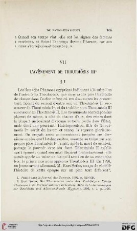VII: L'avènement de Thoutmôsis III