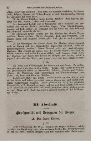 III. Abschnitt. Gleichgewicht und Bewegung der Körper.