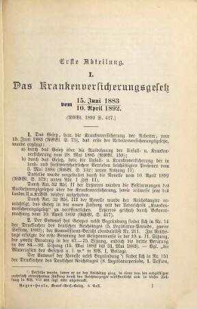 A. Regers Handausgabe des Krankenversicherungsgesetzes Vom 15. Juni 1883 - 10. April 1892 : Mit dem bayer. Ausführungsgesetze, den bayer. Vollzugsvorschriften, den Naturenentwürfen neuem Anhange ...