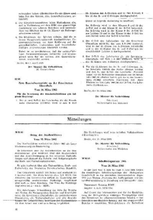 Schulbiologentage 1965 : 16/65 vom 20. März 1965 ; [Mitteilungen]