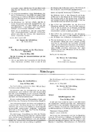 Schulbiologentage 1965 : 16/65 vom 20. März 1965 ; [Mitteilungen]