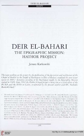 17: Deir el-Bahari : the epigraphic mission Hathor project