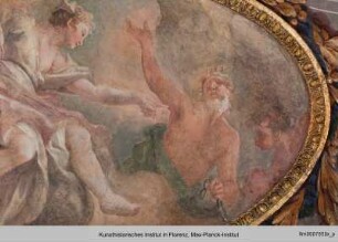 Apoll als Sonnengott zwischen Allegorien der vier Elemente : Allegorie der Luft & Juno und Jupiter