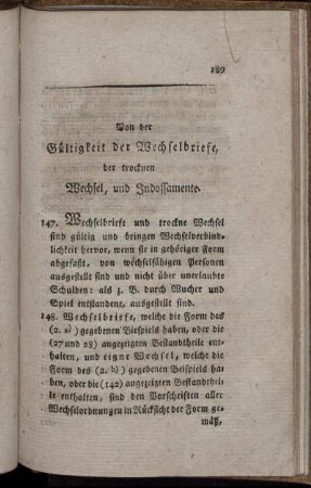 Von der Gültigkeit der Wechselbriefe, der trocknen Wechsel, und Indossamente.