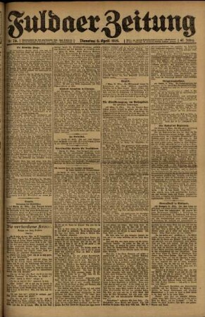 Ausgabe vom Dienstag, den 01. April 1919.