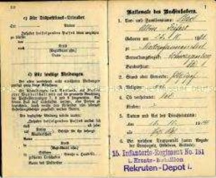 Militärpass des Soldaten Karl Albin Seifert