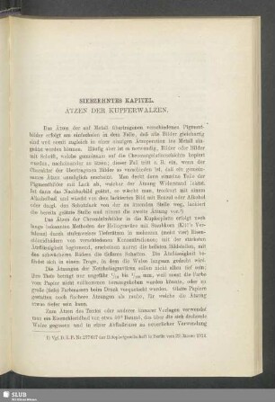 Siebzehntes Kapitel, Ätzen der Kupferwalzen