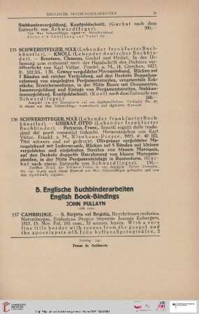 B. Englische Buchbindearbeiten (Nr. 137-171)