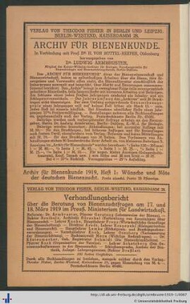 Information zum Archiv für Bienenkunde.