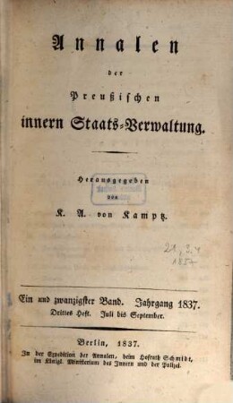 Annalen der preußischen innern Staats-Verwaltung. 21, 3/4. 1837