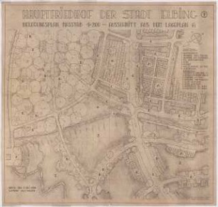 Friedhof, Elbing: Belegungsplan mit Höhenlinien 1:200