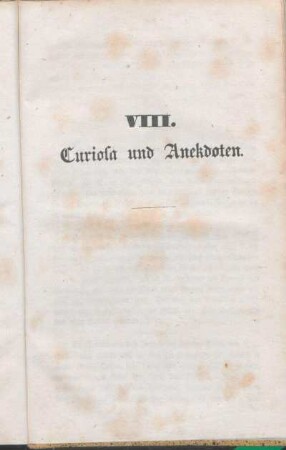 VIII. Curiosa und Anekdoten.