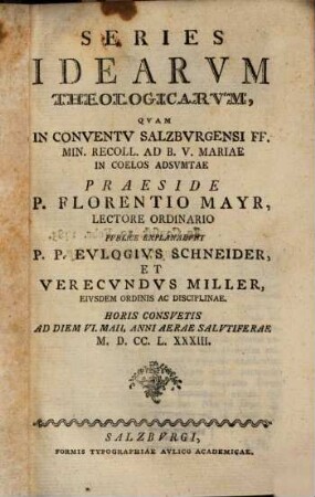 Series Idearvm Theologicarvm