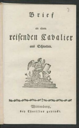Brief an einen reisenden Cavalier aus Schweden