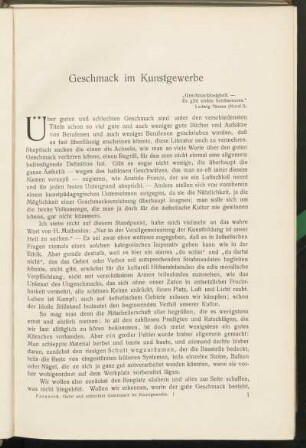 Geschmack im Kunstgewerbe