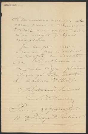 Brief an B. Schott's Söhne : 23.01.1890