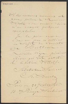 Brief an B. Schott's Söhne : 23.01.1890