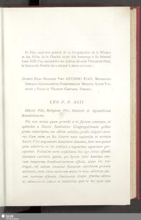M. Fiat, supérieur général de la Congrégation de la Mission et des Filles de la Charité ...