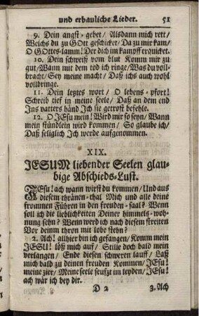 XIX. Jesum liebender Seelen glaubige Abschieds-Luft.