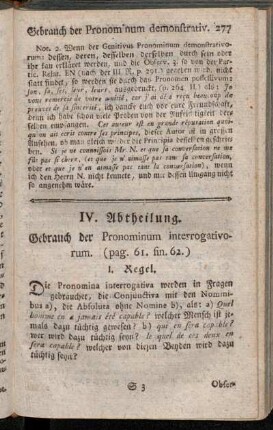 IV. Abtheilung. Gebrauch der Pronominum interrogativorum.