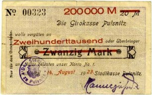 Gutschein über Zweihunderttauend Mark [Überdruck auf Fünf Mark]