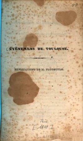 Événemens de Toulouse : Explications de Plougoulm