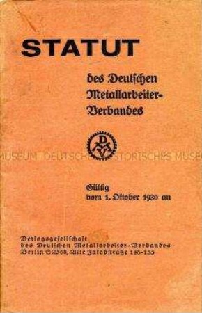 Statut des Metallarbeiterverbandes