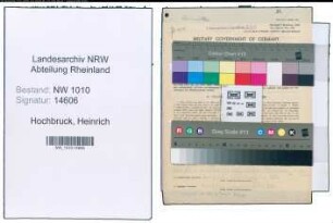 Entnazifizierung Heinrich Hochbruck , geb. 19.02.1909 (Arbeiter)