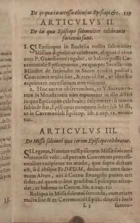 Articvlvs III. De Missa solemni quae coram Episcopo celebratur.
