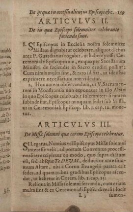 Articvlvs III. De Missa solemni quae coram Episcopo celebratur.
