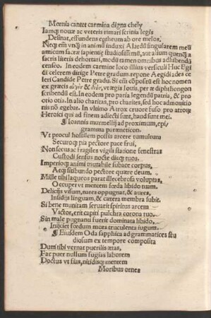 Ioannis murmellii ad proximum, epigramma paraeneticon.
