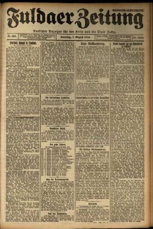 Erste Ausgabe vom Sonntag, den 03. August 1924.