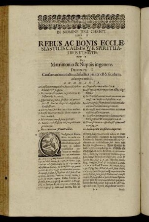 Liber II. De Rebus Ac Bonis Ecclesiasticis Causisque Spiritualibus Et Mixtis.