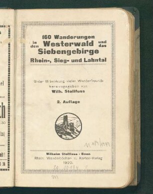 160 Wanderungen in den Westerwald und das Siebengebirge : Rhein-, Sieg- und Lahntal
