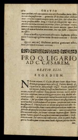 Pro Q. Ligario Ad C. Caesarem, Oratio XLII.