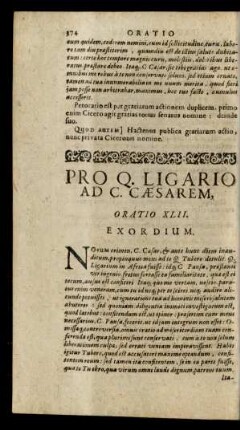 Pro Q. Ligario Ad C. Caesarem, Oratio XLII.