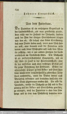 Zehntes Hauptstück. Von dem Futterbaue