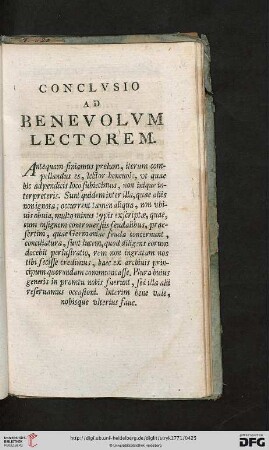 Conclusio ad benevolum lectorem