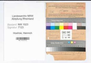 Entnazifizierung Heinrich Hoehne , geb. 26.09.1895 (Oberinspektor)