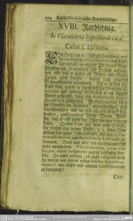 XVIII. Rathschlag. In Flatulentia hypochondriaca