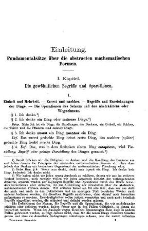 I. Kapitel. Die gewöhnlichen Begriffe und Operationen.