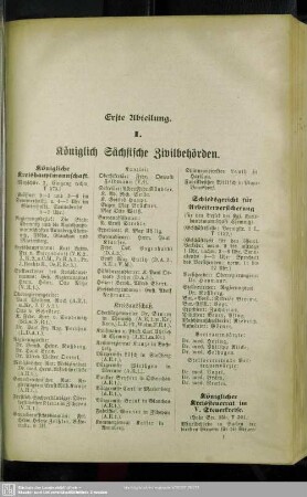 I. Königlich Sächsische Zivilbehörden