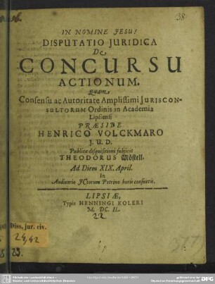 Disputatio juridica De concursu actionum